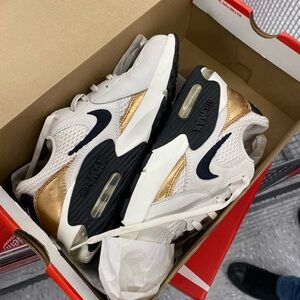 Nike Air Max Sneakers in White and Gold
